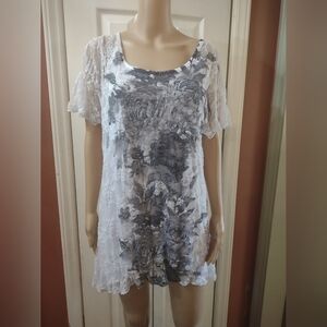 Brittney Black women's plus size 2x lace layered blouse shirt top